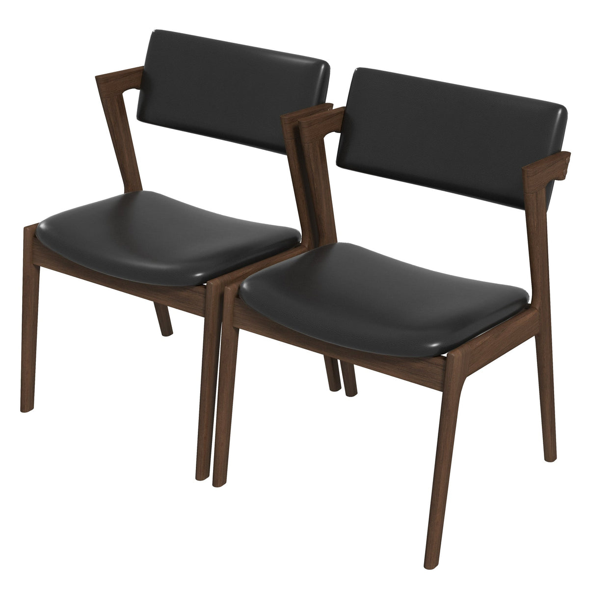 Edwin Mid Century Modern Black Vegan Leather Dining Chair (Set Of 2) from Ashcroft Furniture - Luna Furniture