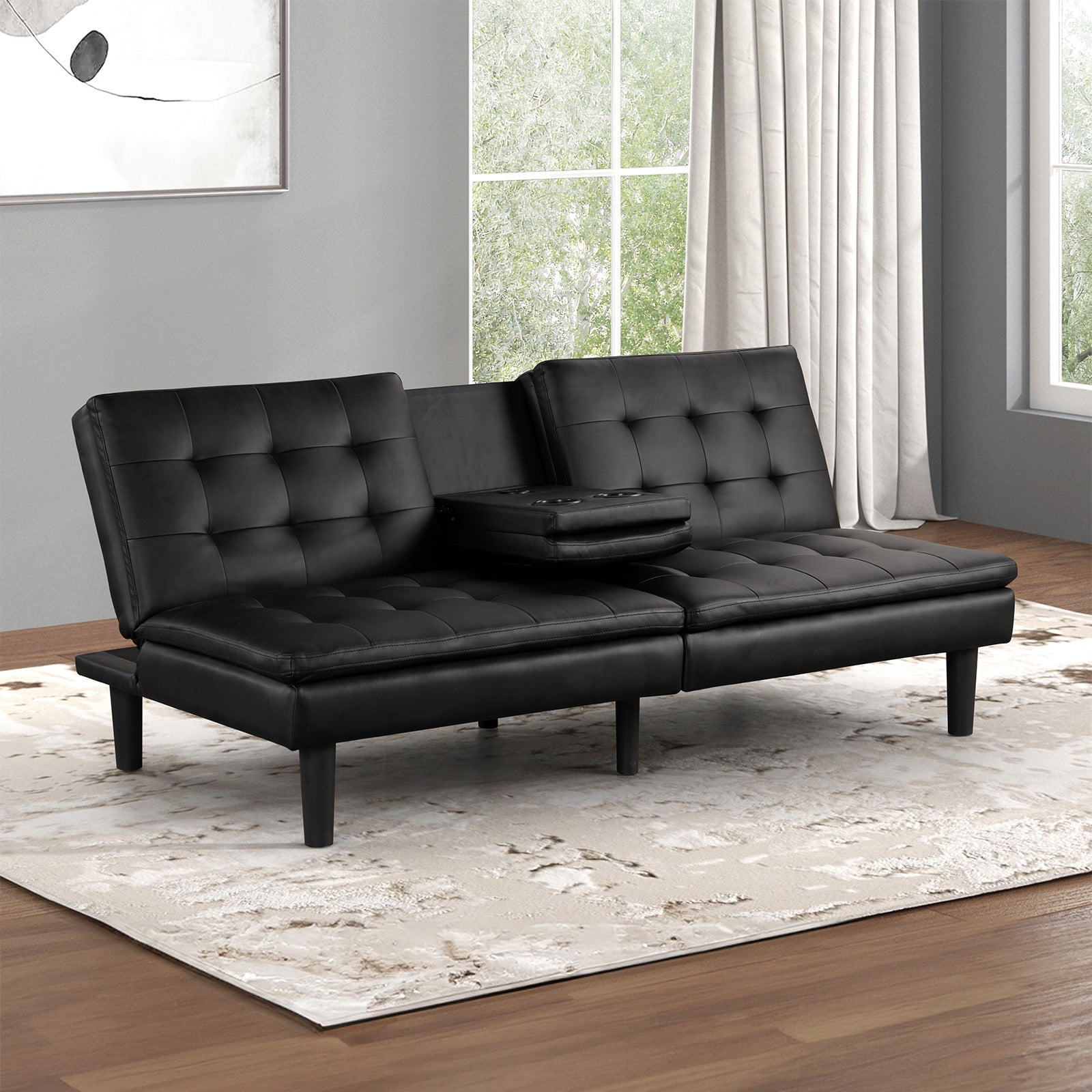 【未使用美品】NEIGHBORHOOD FOLDING SOFA ブラック Furniture of America Eidsberg Black Futon Sofa Bed – Luna Furniture