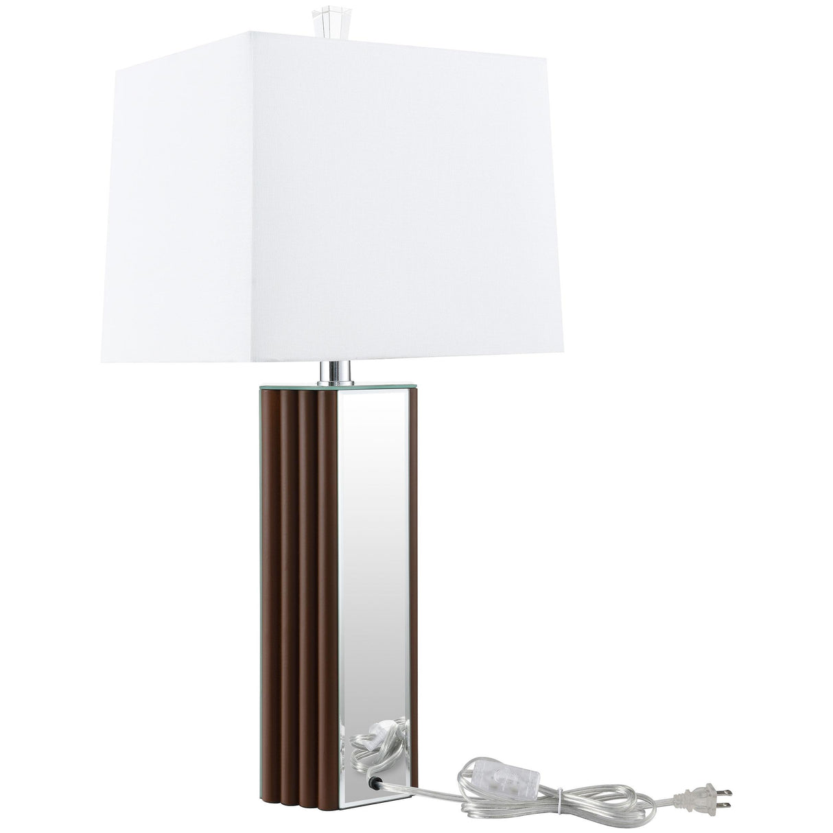 Elena Brown 30-inch Square Tapered Mirrored Table Lamp from Coaster - Luna Furniture