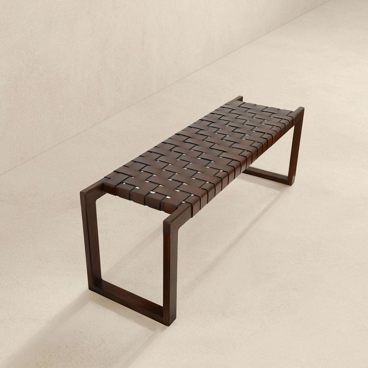 Christina Tan Leather Bench from Midinmod - Luna Furniture