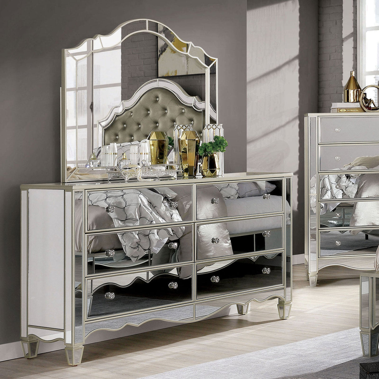 Eliora Silver Mirror (Mirror Only) from Furniture of America - Luna Furniture