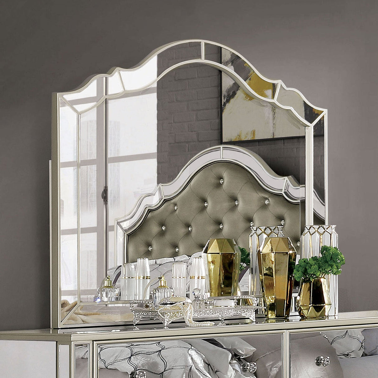Eliora Silver Mirror (Mirror Only) from Furniture of America - Luna Furniture