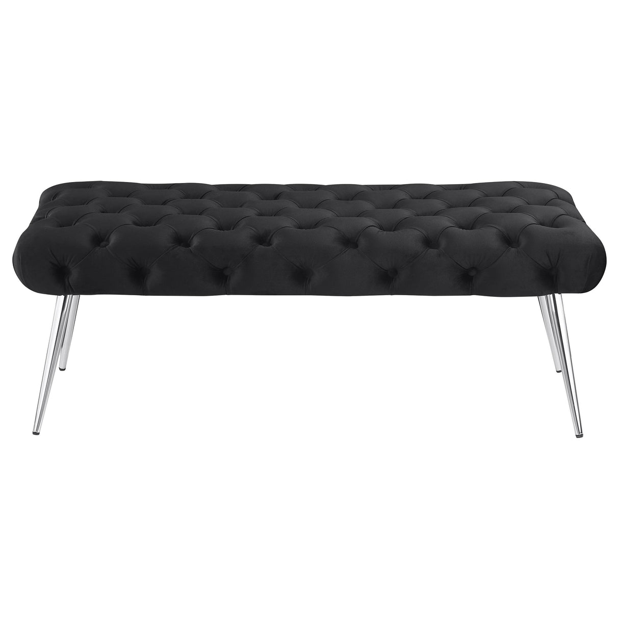 Ella Black Upholstered Tufted Bench Stainless Steel Legs from Coaster - Luna Furniture