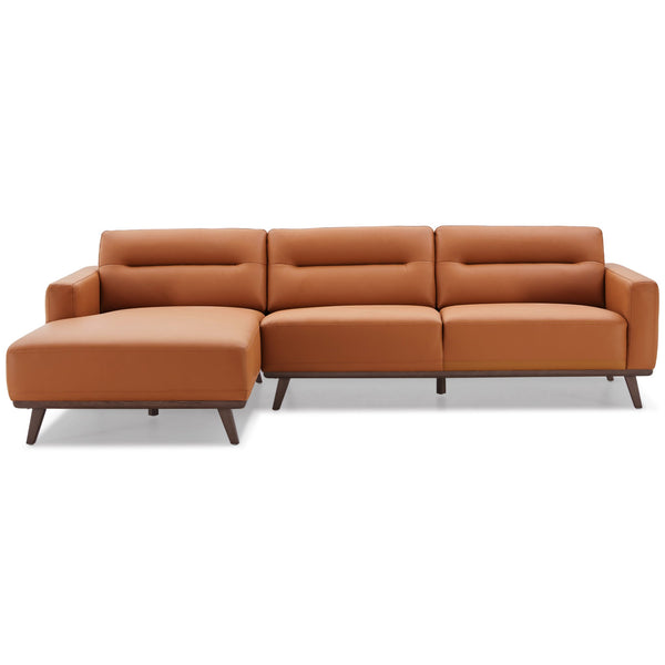 Ella Cognac Vegan Leather Left Facing Sectional Couch