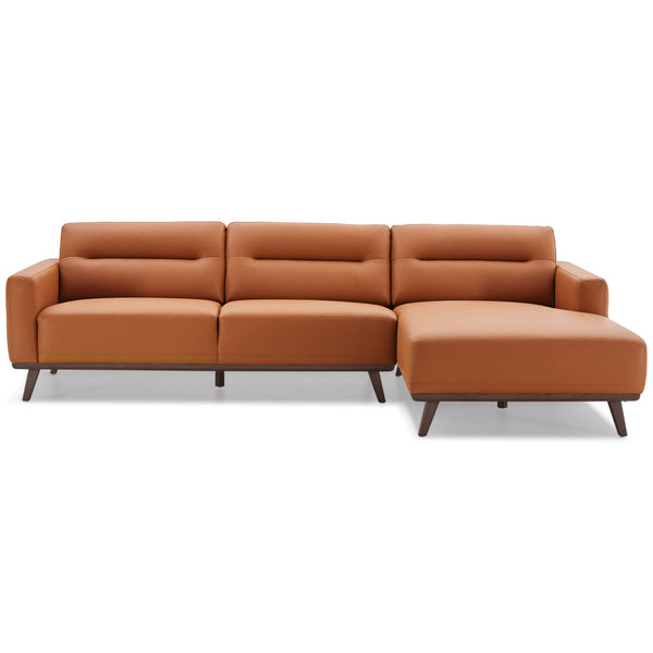 Ella Cognac Vegan Leather Right Facing Sectional Sofa