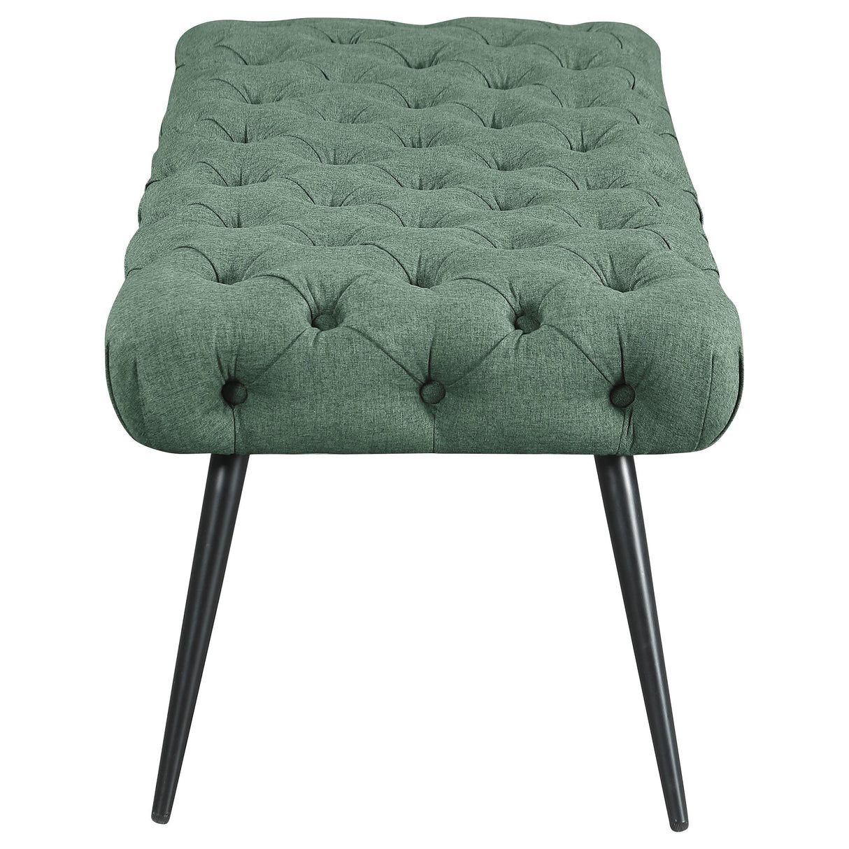 Ella Teal Upholstered Tufted Bench Stainless Steel Legs from Coaster - Luna Furniture