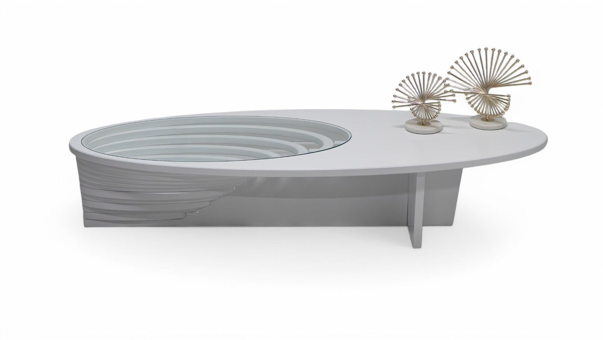 Ellipse White Sculptural Coffee Table from Nova Furniture - Luna Furniture