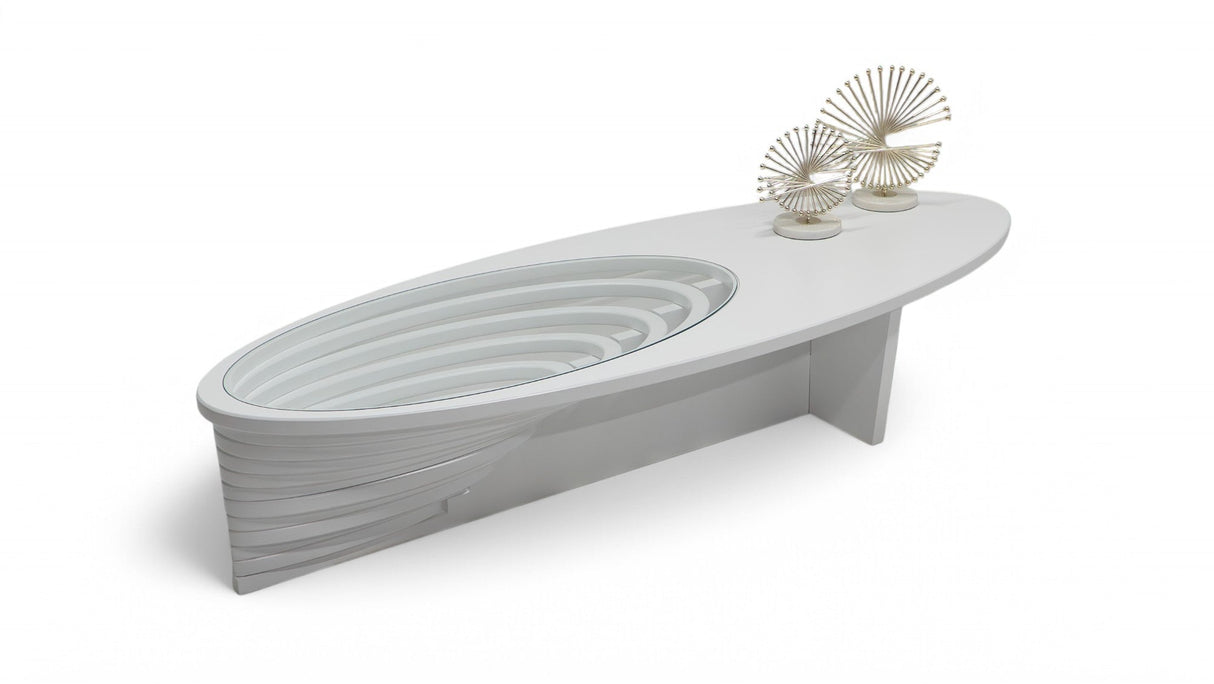 Ellipse White Sculptural Coffee Table from Nova Furniture - Luna Furniture