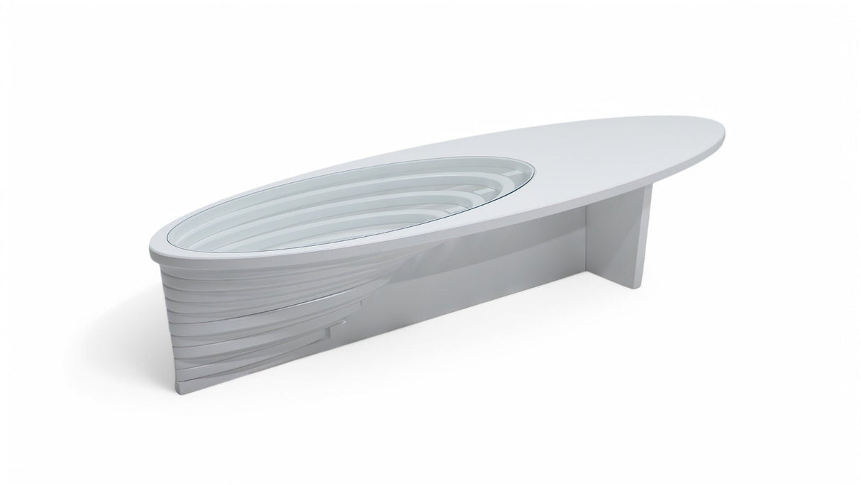 Ellipse White Sculptural Coffee Table from Nova Furniture - Luna Furniture