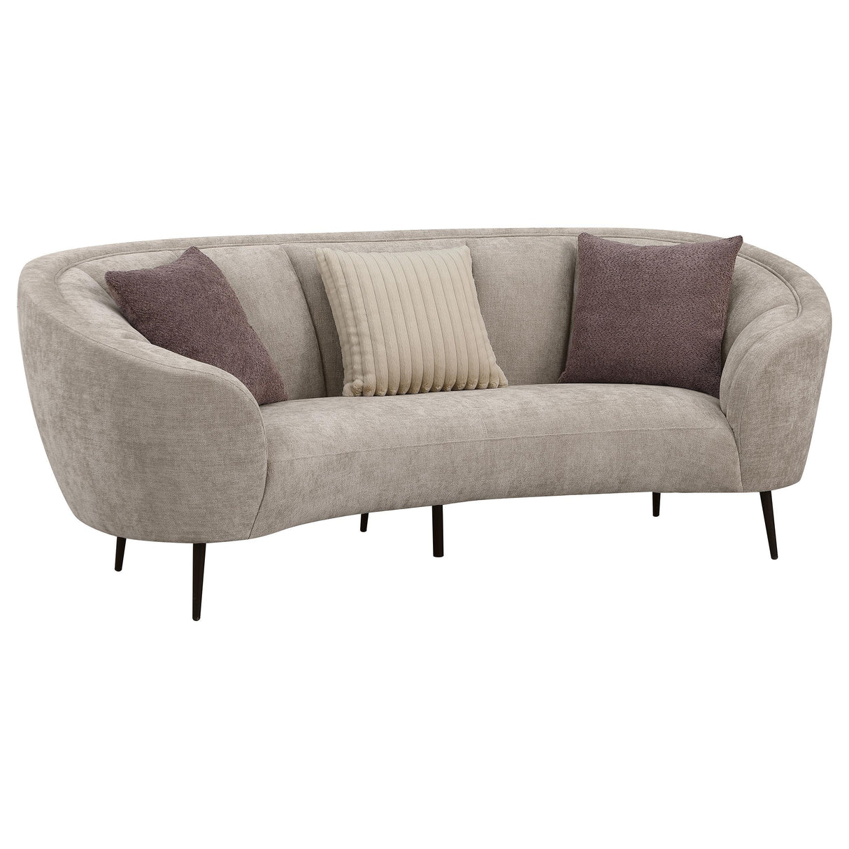 Ellorie Beige Upholstered Channel Back Curved Sofa from Coaster - Luna Furniture