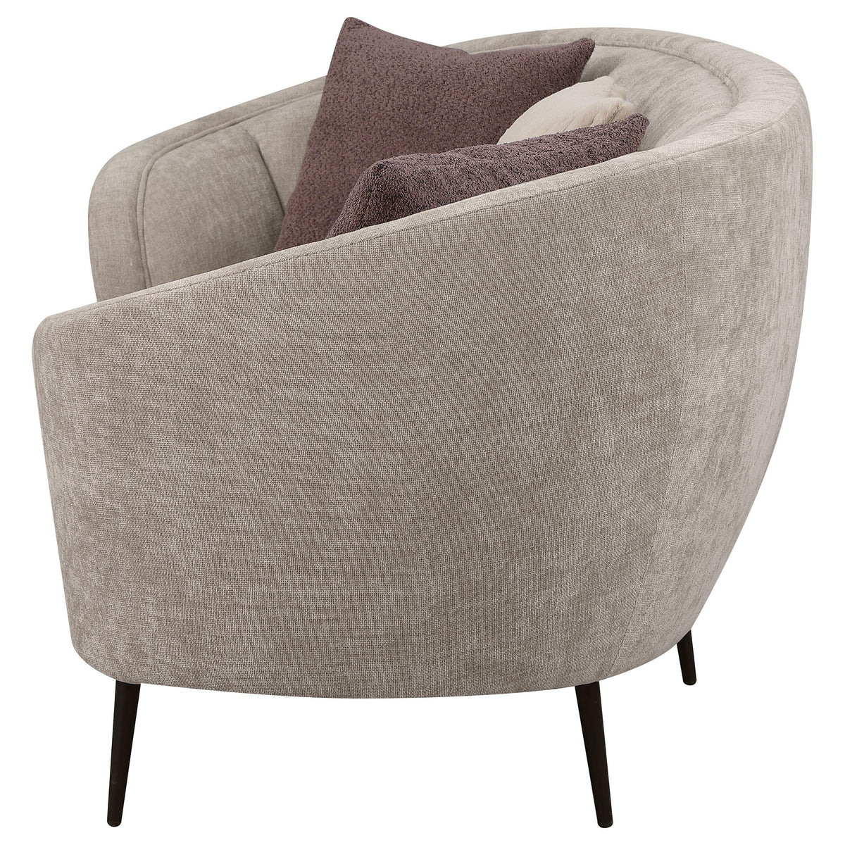 Ellorie Beige Upholstered Channel Back Curved Sofa from Coaster - Luna Furniture
