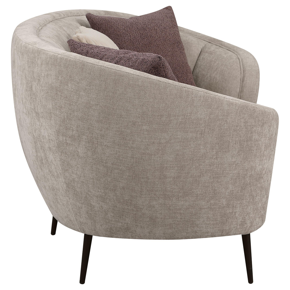 Ellorie Beige Upholstered Channel Back Curved Sofa from Coaster - Luna Furniture
