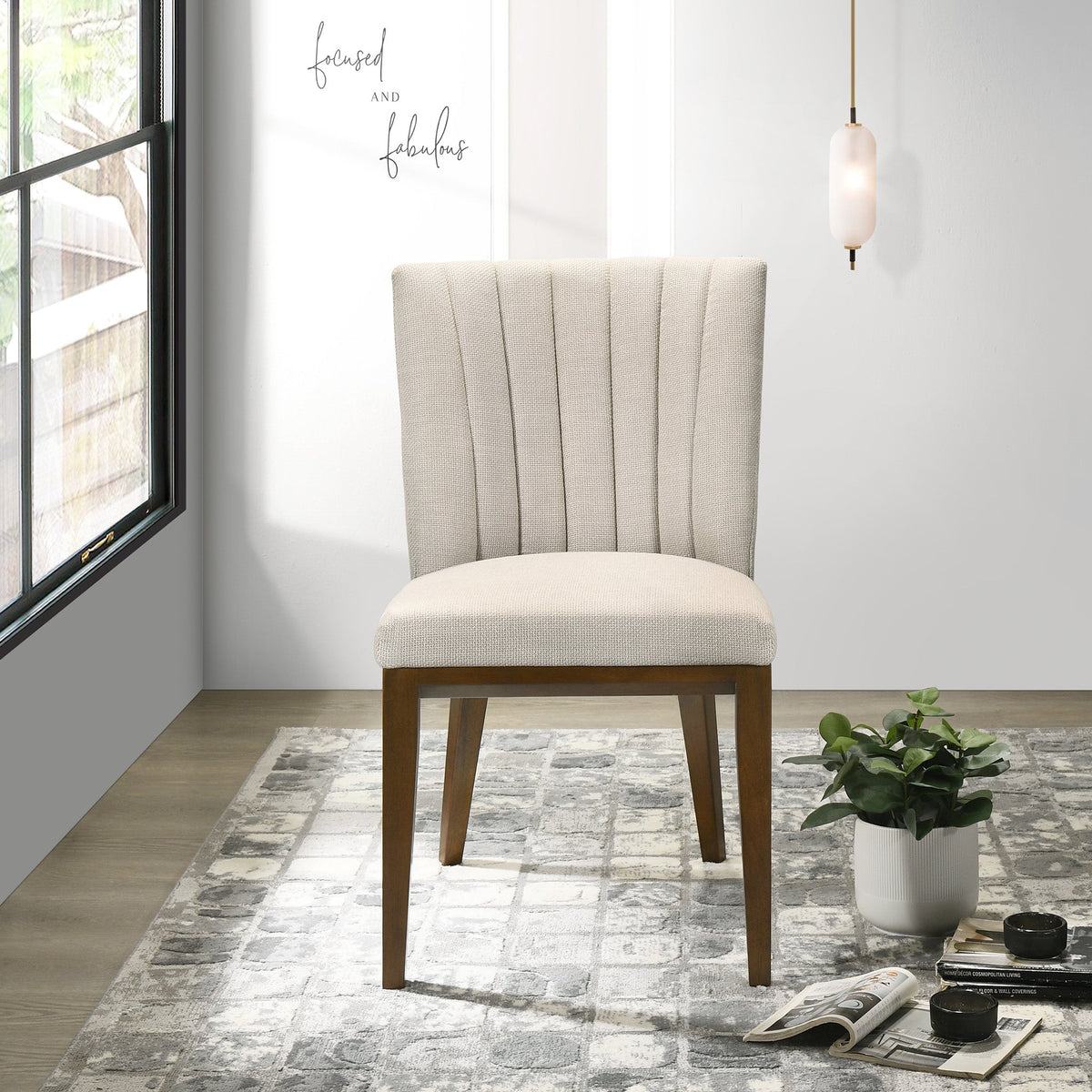 Elmwood Beige Fabric Dining Chair (Set Of 2) from Ashcroft Furniture - Luna Furniture