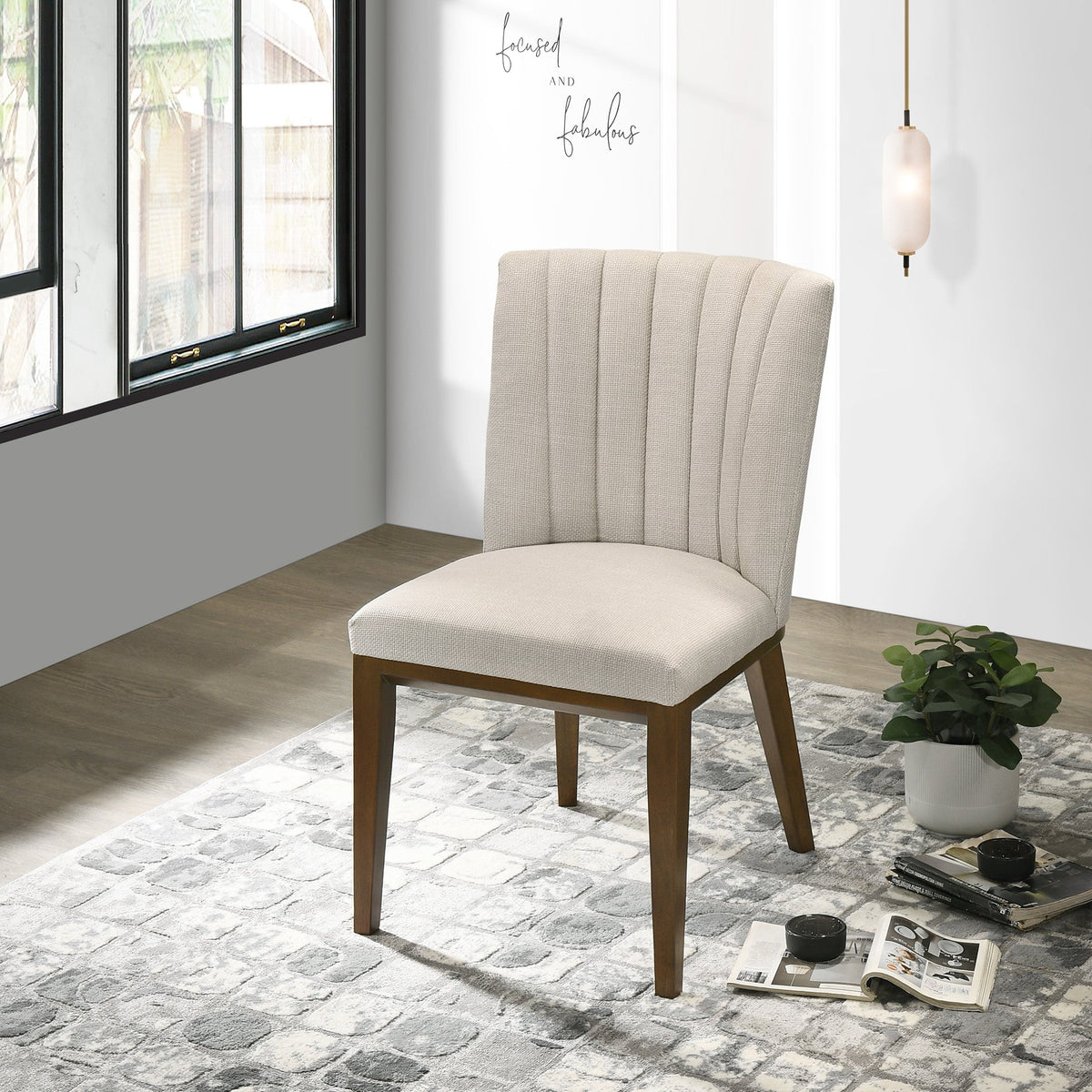Elmwood Beige Fabric Dining Chair (Set Of 2) from Ashcroft Furniture - Luna Furniture