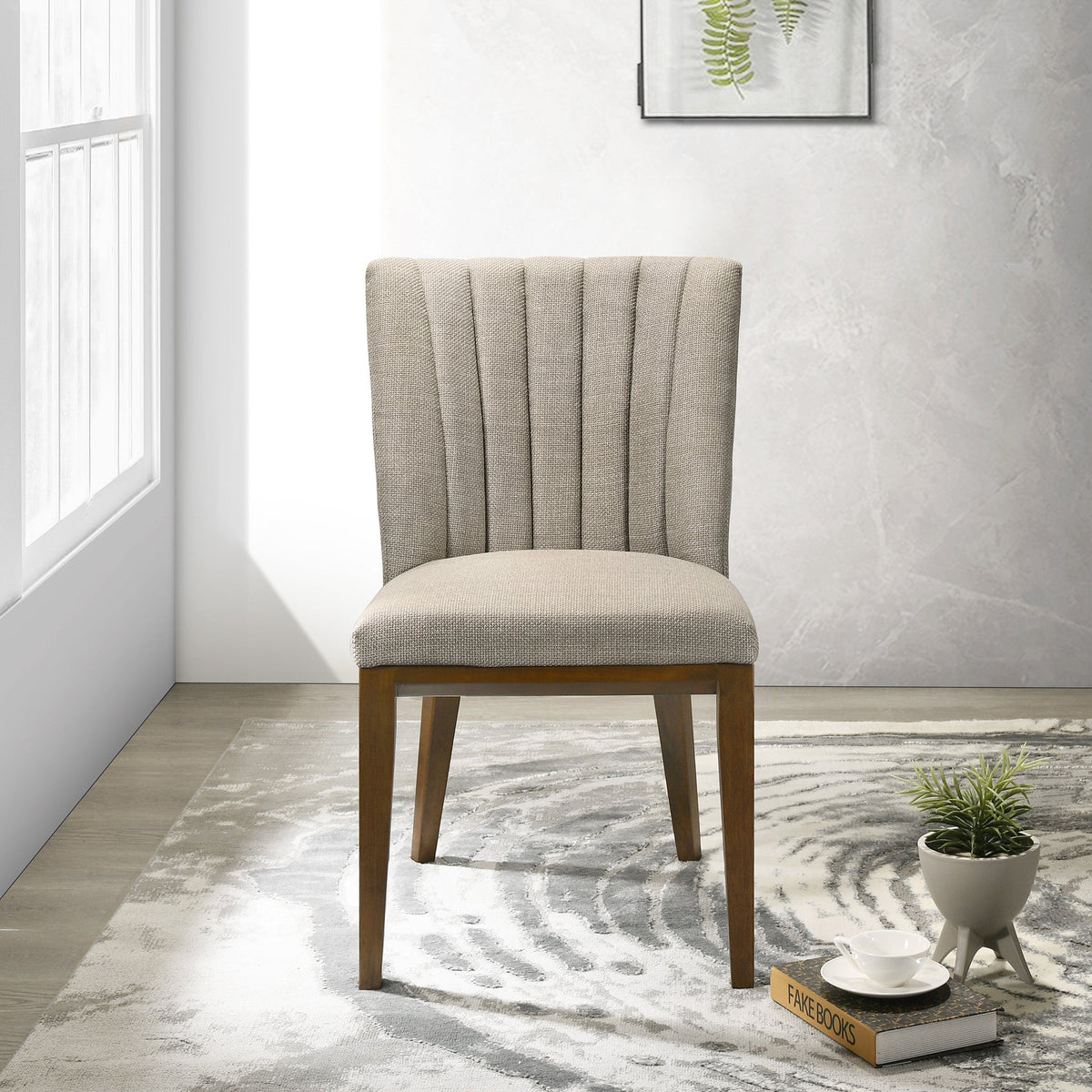 Elmwood Cream Fabric Dining Chair (Set Of 2) from Ashcroft Furniture - Luna Furniture
