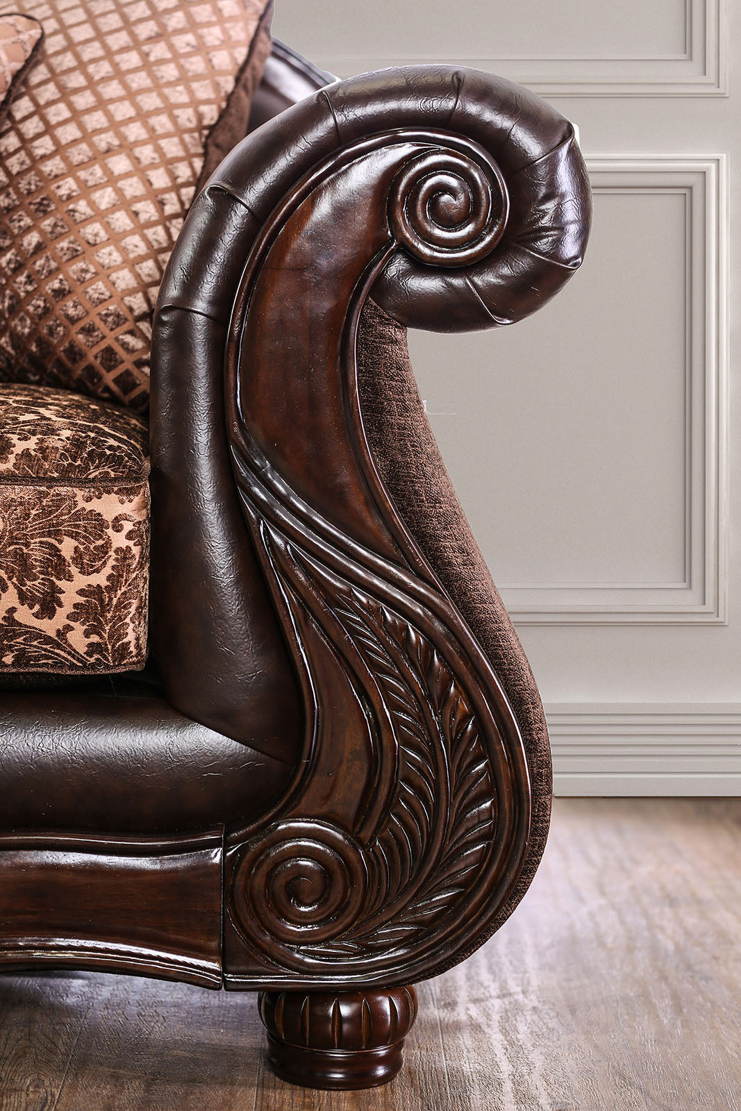 Elpis Brown/Espresso Loveseat from Furniture of America - Luna Furniture