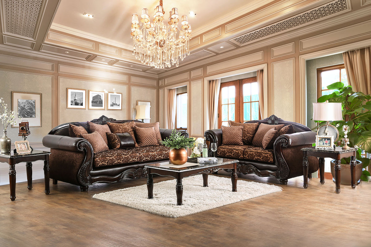 Elpis Brown/Espresso Traditional Living Room Set from Furniture of America - Luna Furniture