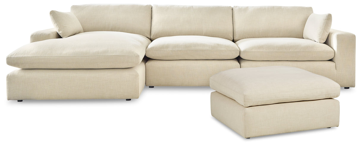 Elyza Linen 3-Piece Sectional with Ottoman from Ashley - Luna Furniture