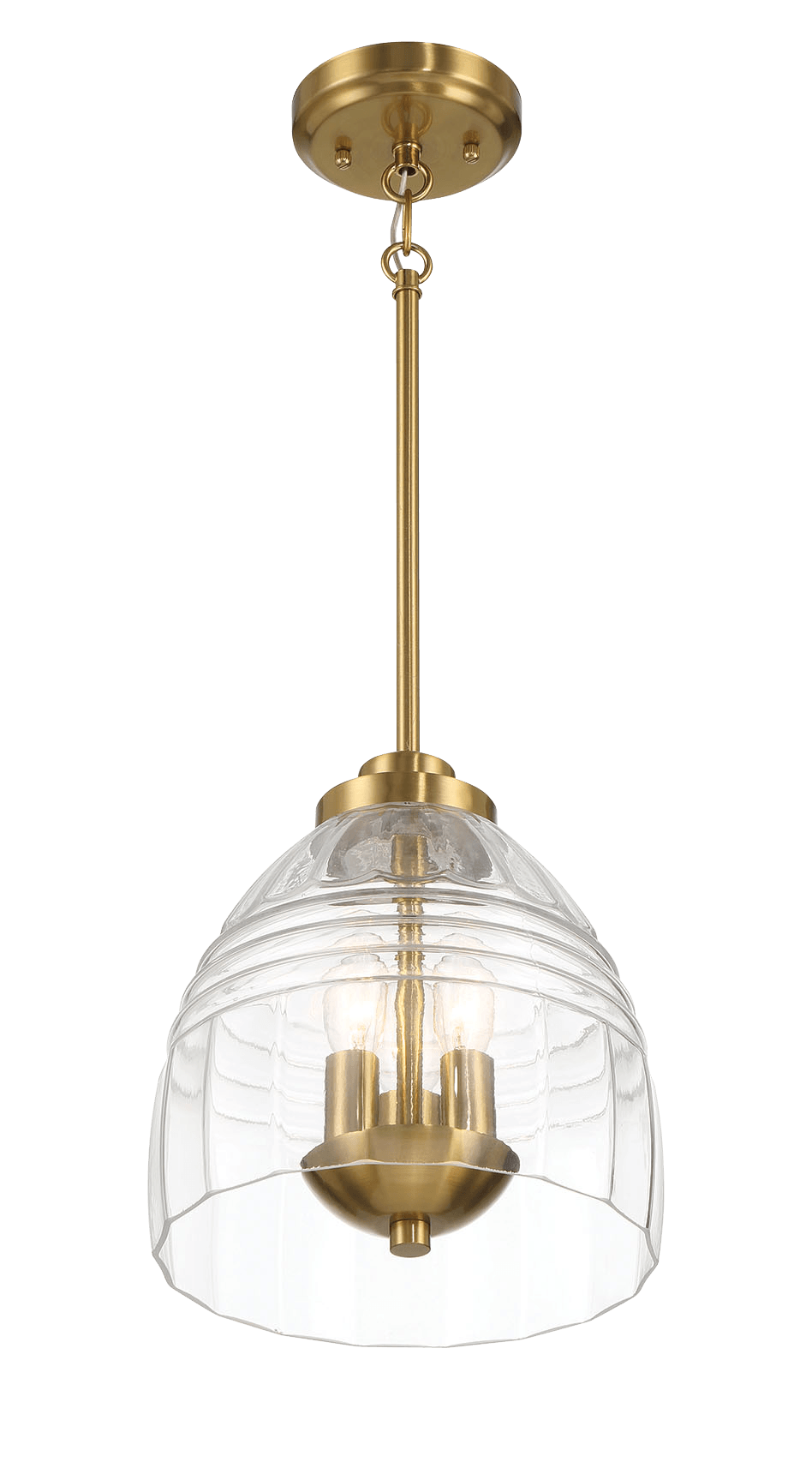 Ember Three Candle Lights Chain Pendant With Clear Glass - Satin Brass from Midinmod - Luna Furniture