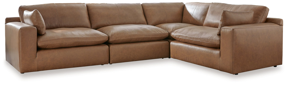 Emilia Caramel 4-Piece Sectional with Ottoman from Ashley - Luna Furniture