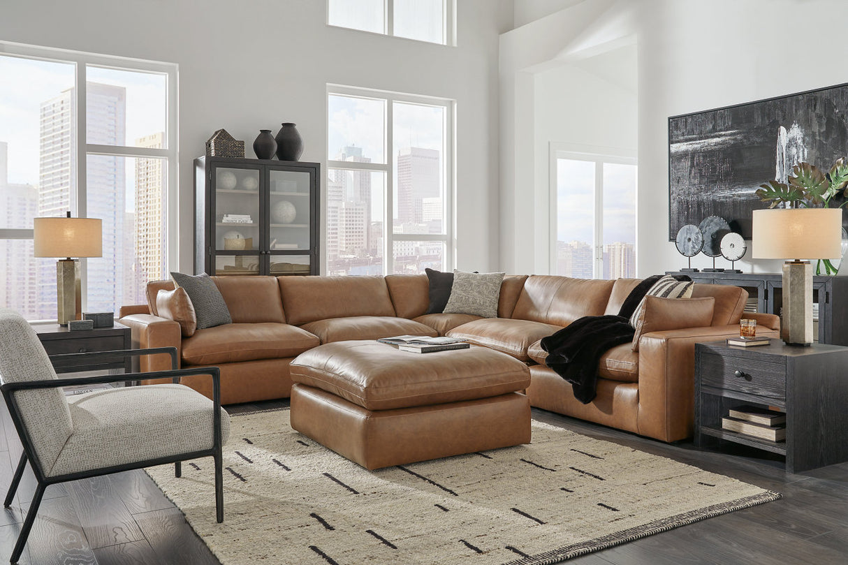 Emilia Caramel 5-Piece Sectional and Ottoman from Ashley - Luna Furniture