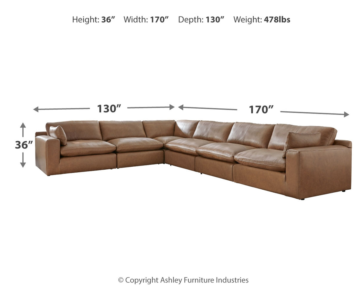 Emilia Caramel 6-Piece Sectional with Ottoman from Ashley - Luna Furniture