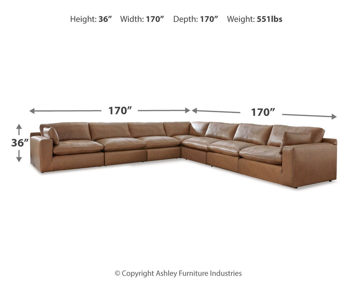 Emilia Caramel 7-Piece Sectional with Ottoman from Ashley - Luna Furniture