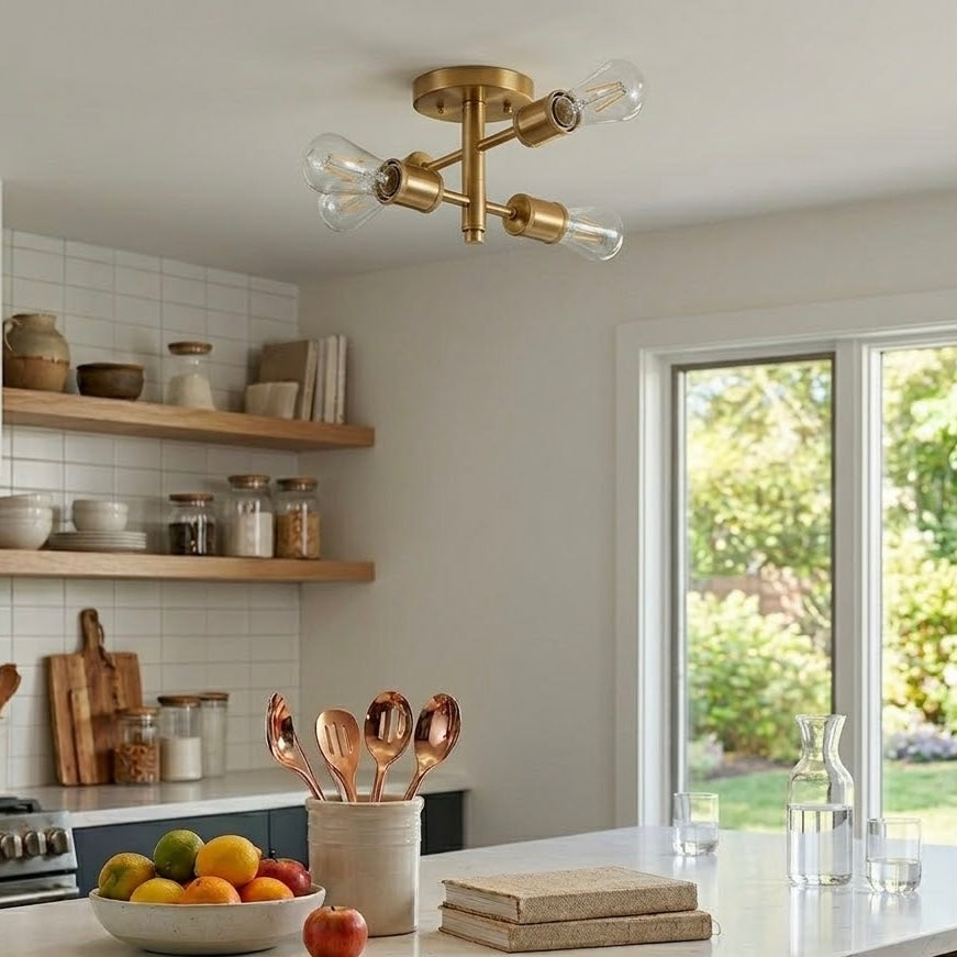 Ephemeral Four Lights Semi Flush Mount Retro Hallway Kitchen Bedroom Living Room Ceiling Pendant 11"W × 6.5"H from Ashcroft Furniture - Luna Furniture
