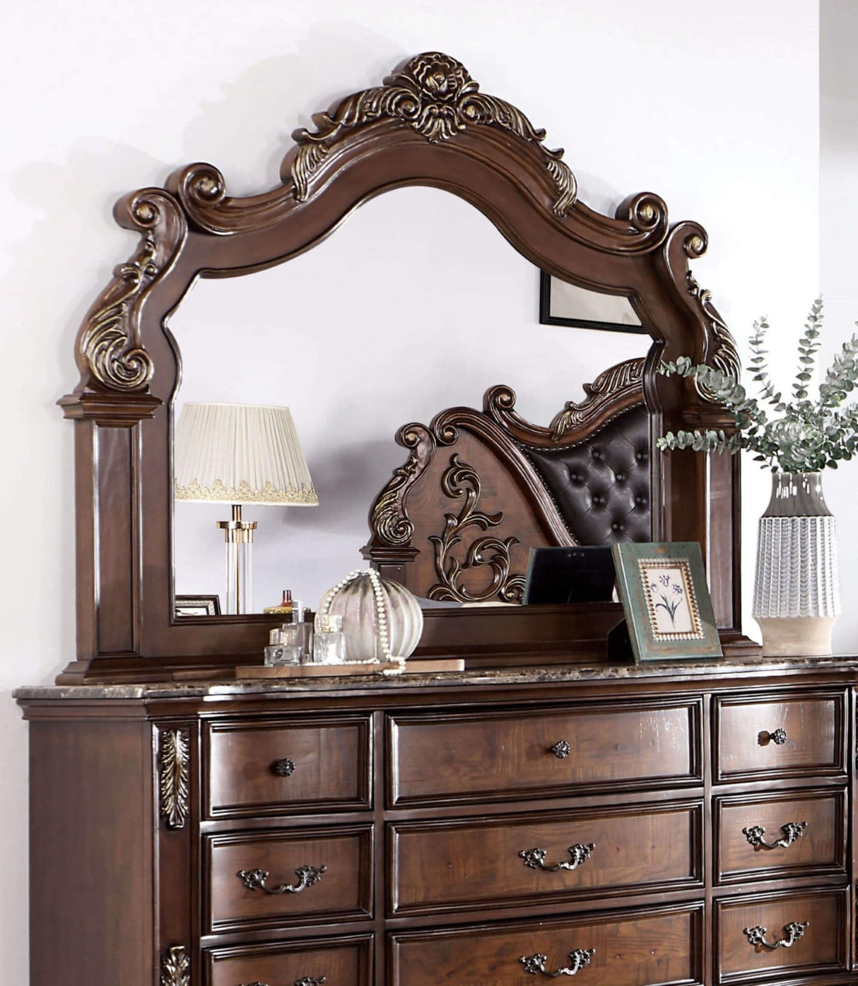 Esparanza Brown Cherry Mirror (Mirror Only) from Furniture of America - Luna Furniture