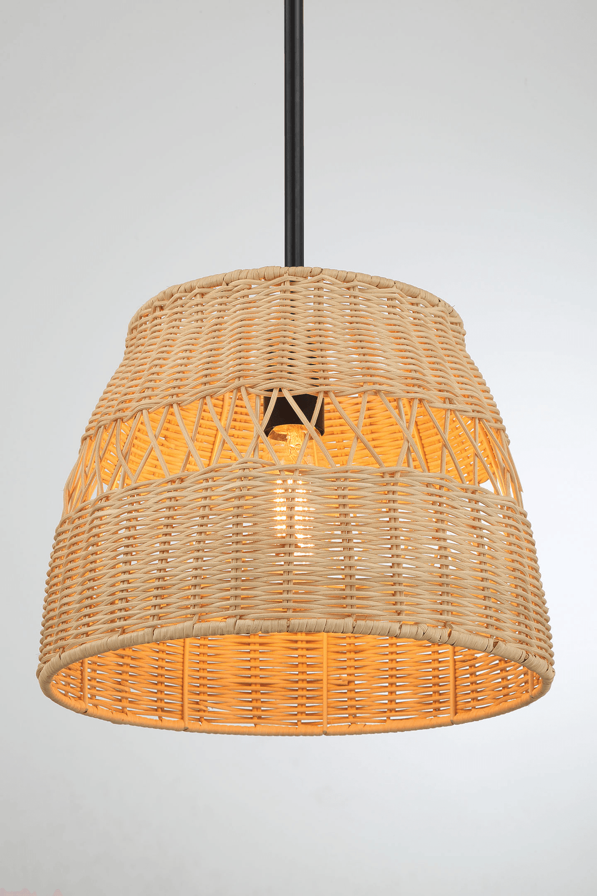 Essence Single Lights Pendant With Rattan Shade Black Metal Finish for Farmhouse Style from Midinmod - Luna Furniture