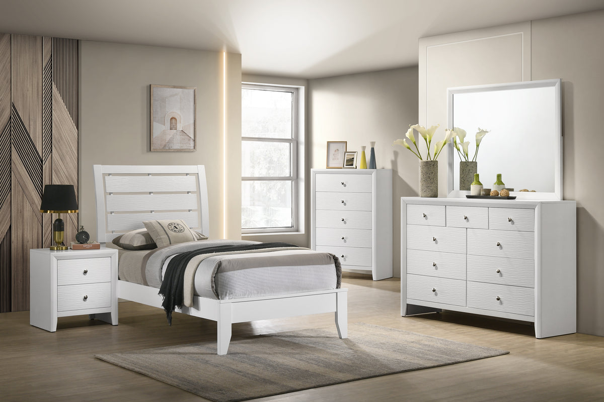 Evan White Twin Panel Bed from Crown Mark - Luna Furniture