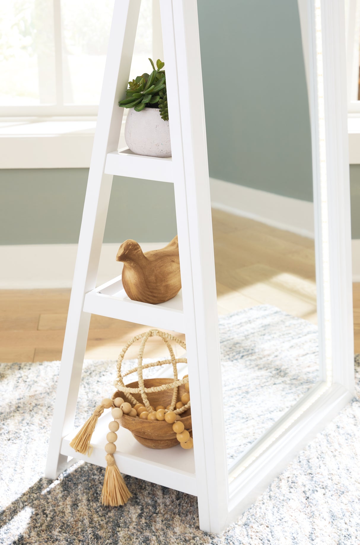 Evesen White Floor Standing Mirror/Storage (Mirror Only) from Ashley - Luna Furniture