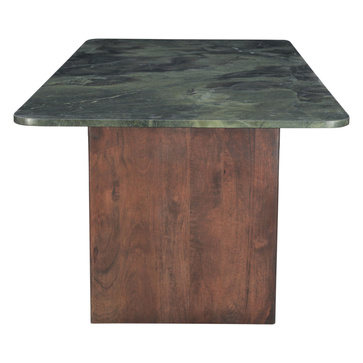 Abstract Green Marble and Dark Mango Base 76" Dining Table from Home Trends & Design - Luna Furniture