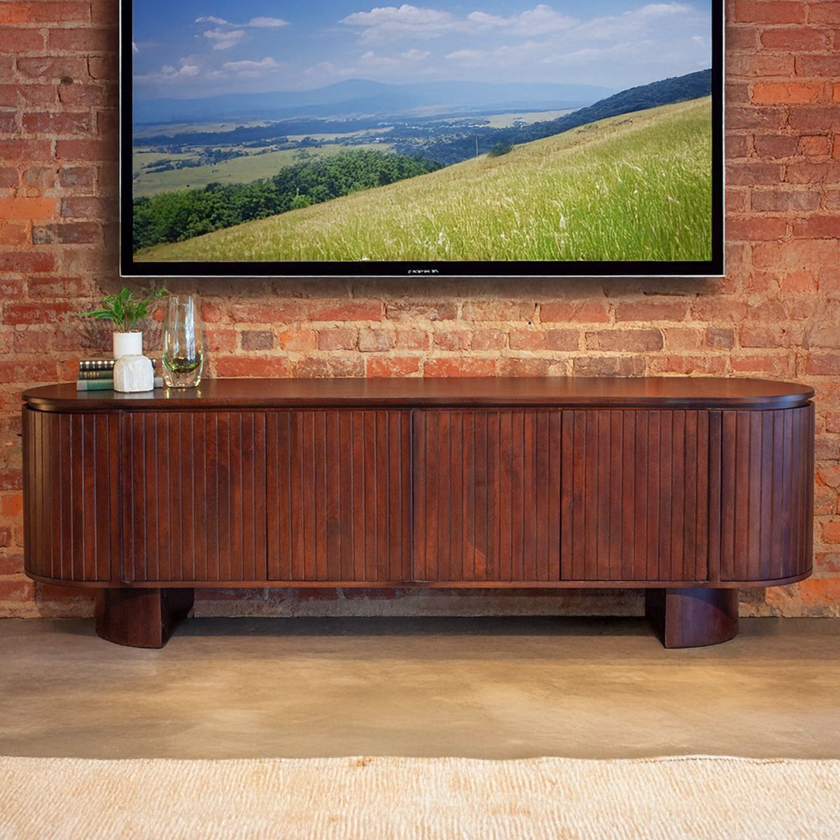 Athena 79" Media Cabinet in Aged Mahogany from Home Trends & Design - Luna Furniture