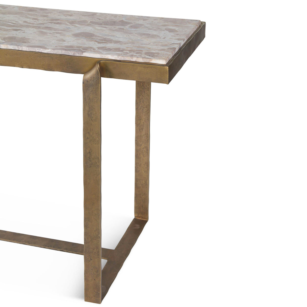 Argos 52" Console Table with Capri Beige Marble Top and Antique Brass Base from Home Trends & Design - Luna Furniture