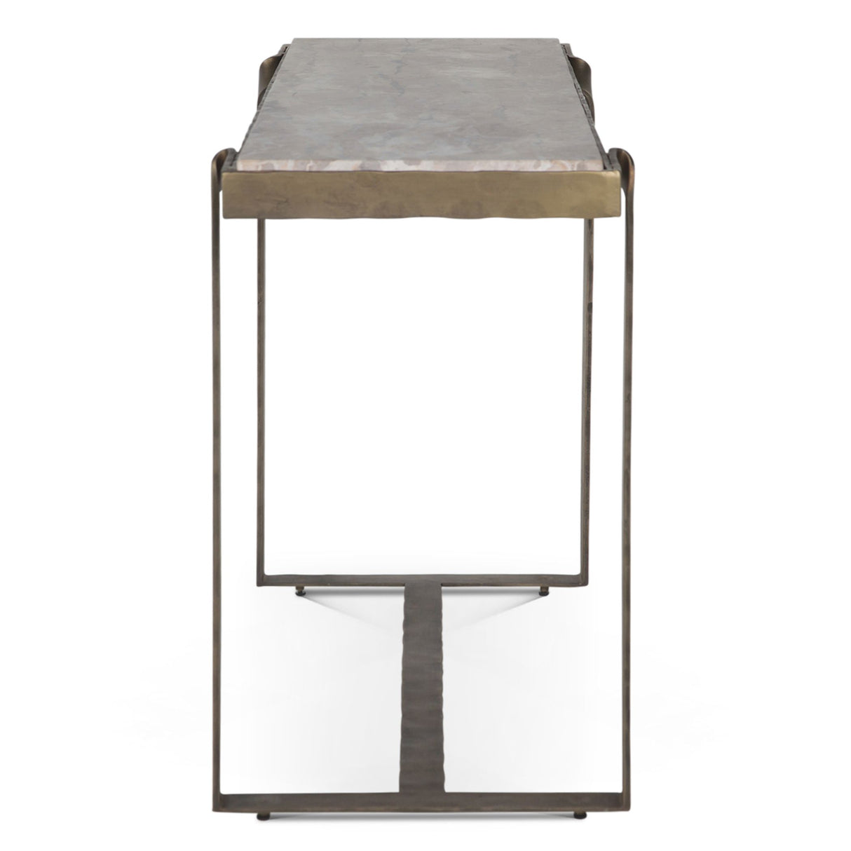 Argos 52" Console Table with Capri Beige Marble Top and Antique Brass Base from Home Trends & Design - Luna Furniture