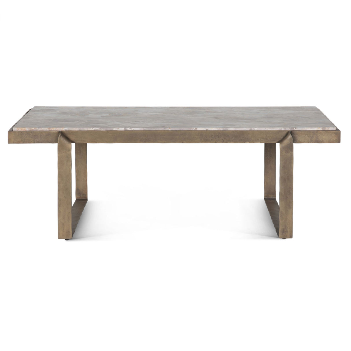 Argos 49" Large Coffee Table with Beige Marble Top and Antique Brass Base from Home Trends & Design - Luna Furniture