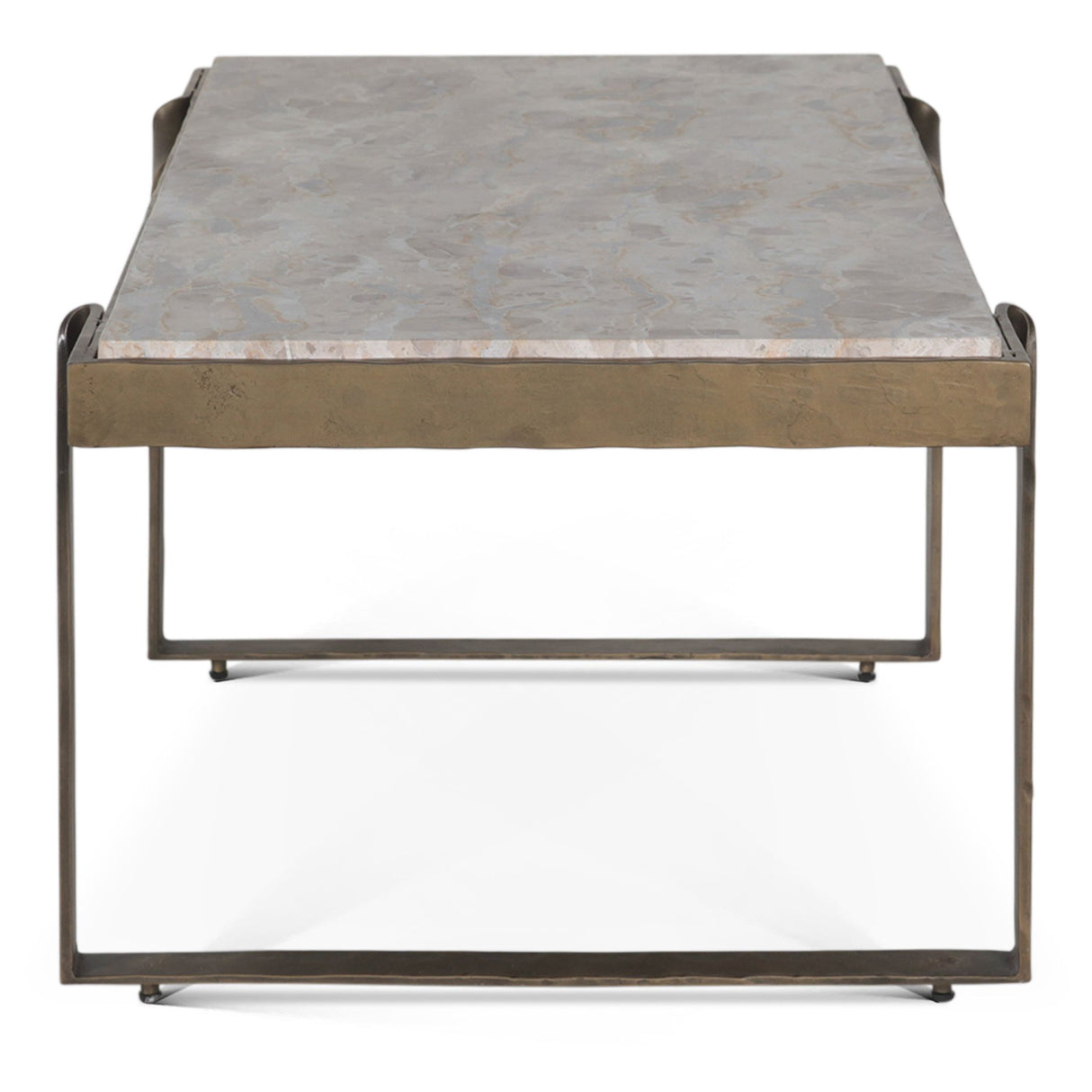 Argos 49" Large Coffee Table with Beige Marble Top and Antique Brass Base from Home Trends & Design - Luna Furniture