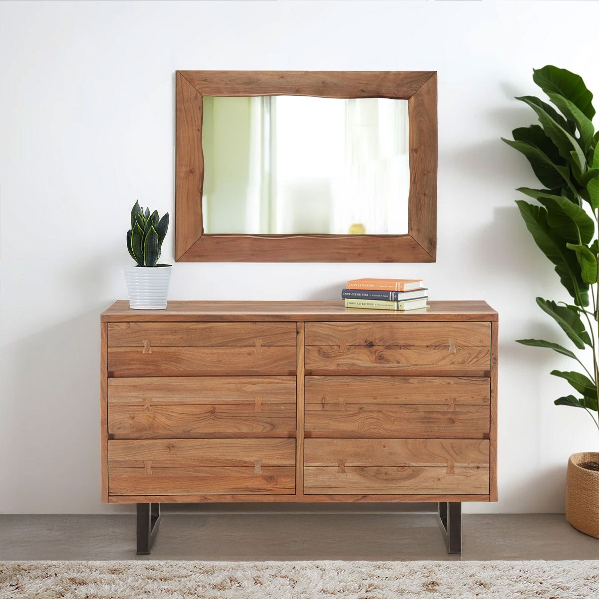 Aspen 58" Six Drawer Dresser in Smoked Acacia from Home Trends & Design - Luna Furniture