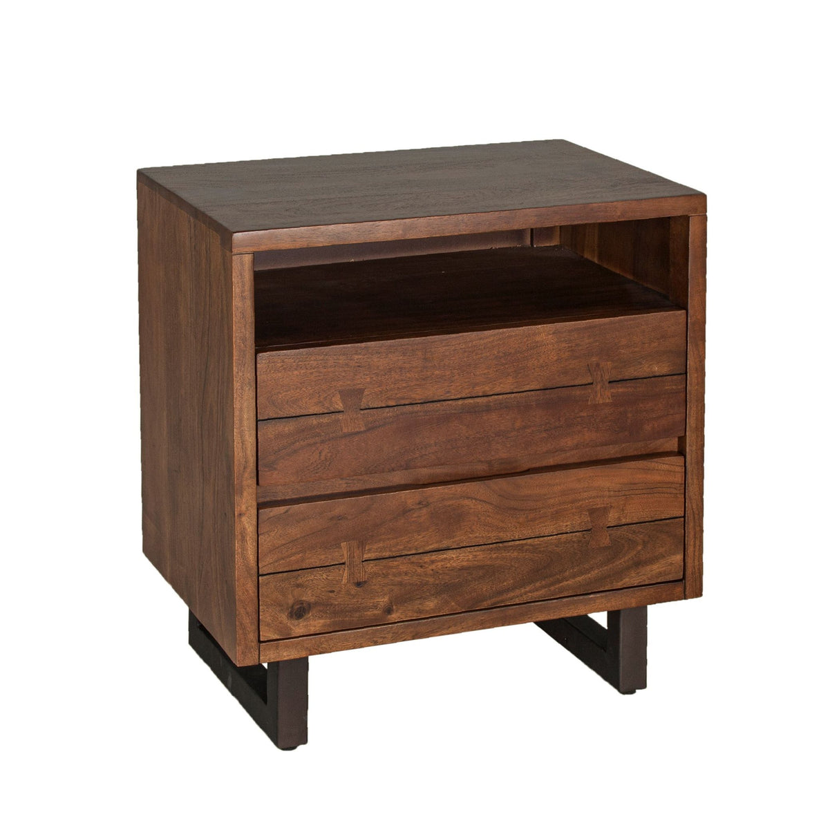 Aspen 24" Two Drawer Nightstand in Walnut from Home Trends & Design - Luna Furniture