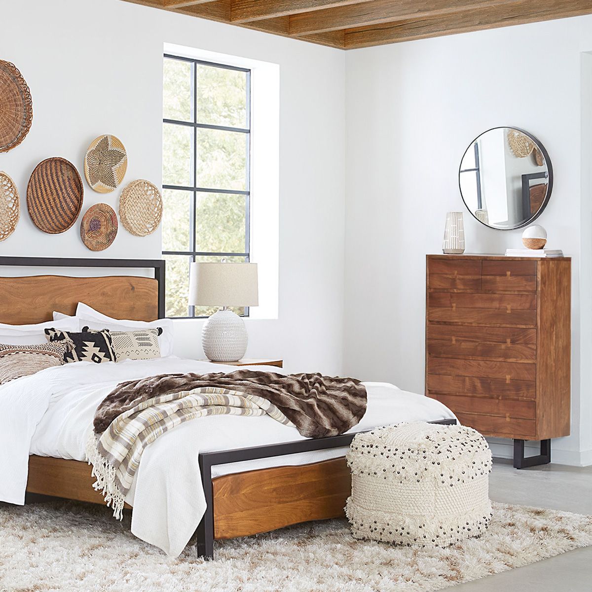Aspen Queen Bed in Smoked Acacia from Home Trends & Design - Luna Furniture