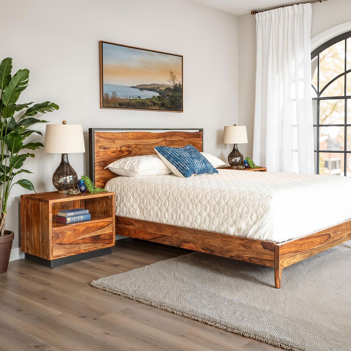 Brisbane Queen Bed in Natural Sheesham from Home Trends & Design - Luna Furniture