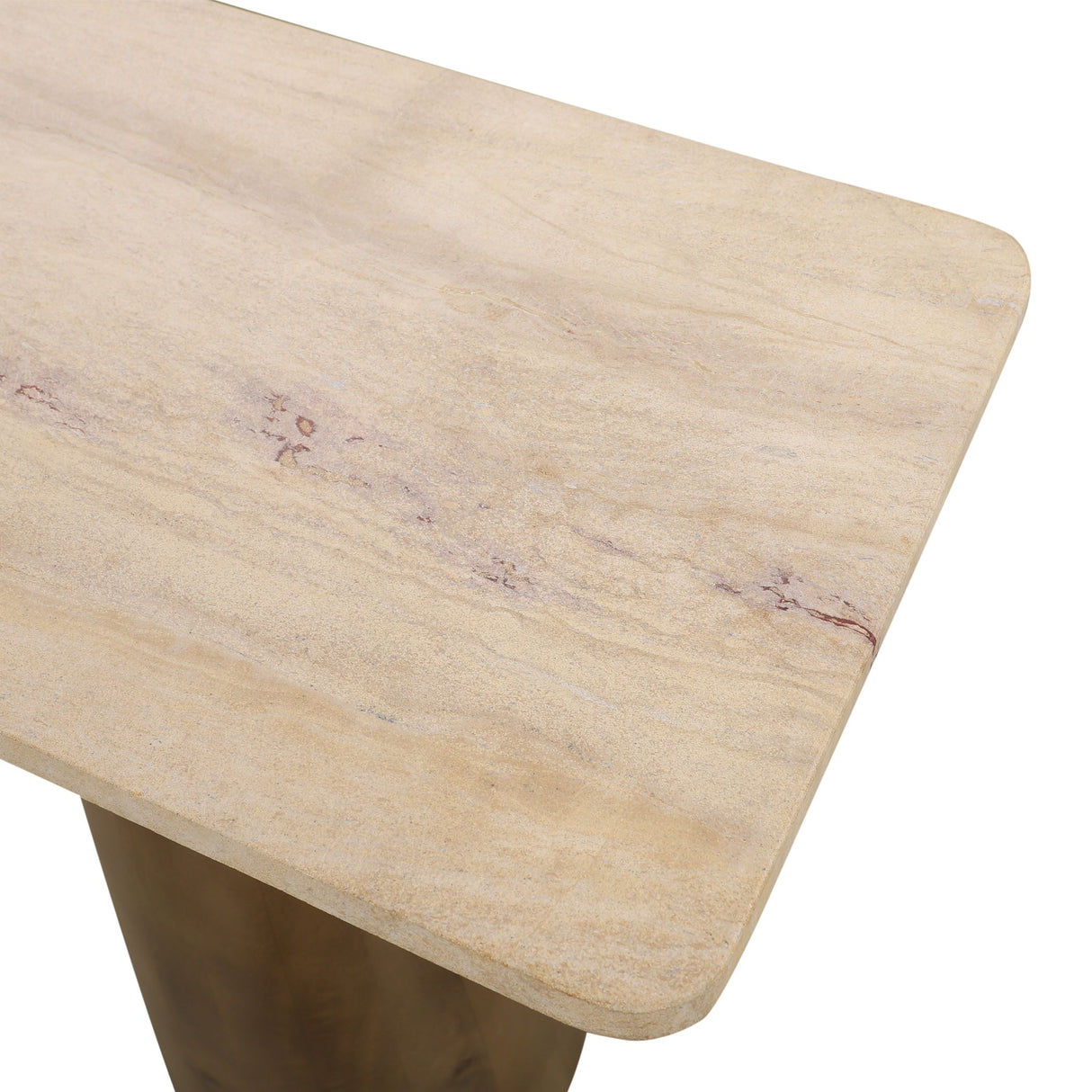 Breton 72" Console Table with Travertine Top in Walnut from Home Trends & Design - Luna Furniture