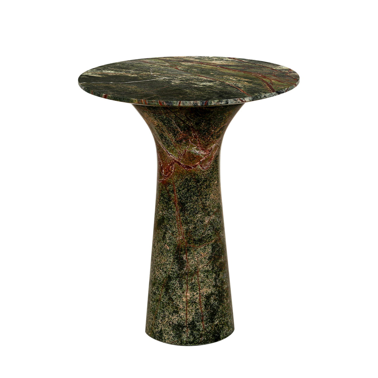 Breton 18" Side Table in Green Bidasar Marble from Home Trends & Design - Luna Furniture