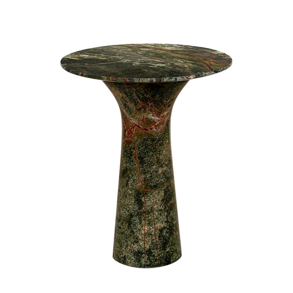 Breton 18" Side Table in Green Bidasar Marble