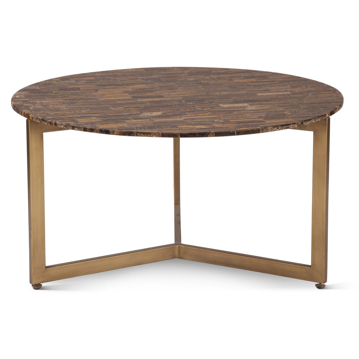 Calico 36" Coffee Table in Tiger Eye with Antique Gold Base from Home Trends & Design - Luna Furniture