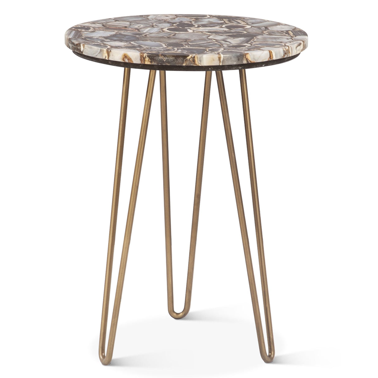 Calico 17" Side Table in Stone Agate with Iron Base from Home Trends & Design - Luna Furniture