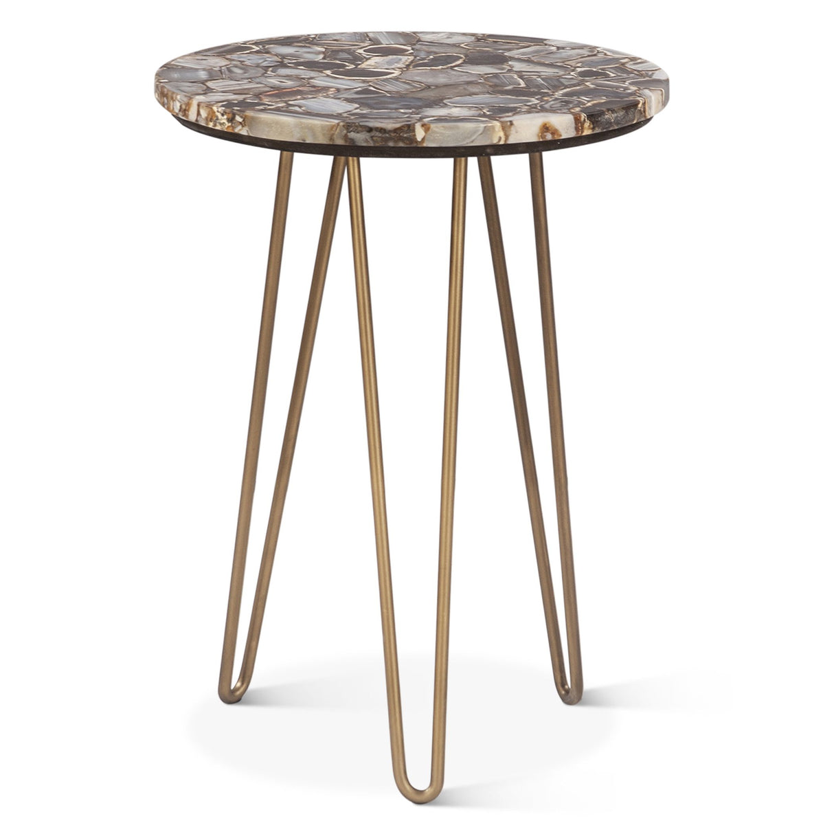 Calico 17" Side Table in Stone Agate with Iron Base from Home Trends & Design - Luna Furniture