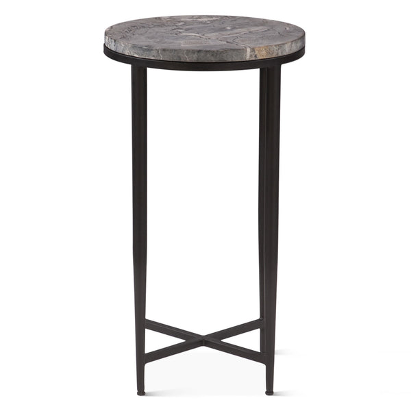 Calico 14" Side Table in Gray Septarian with Iron Base