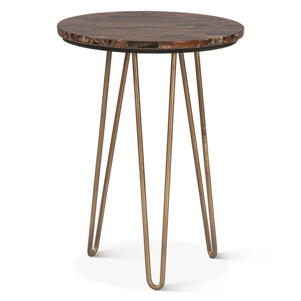 Calico 17" Side Table in Tiger Eye with Antique Gold Base